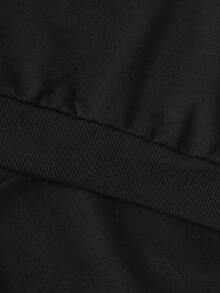 SHEIN Genkimix Kids 2件套年轻男孩休闲撞色字母印花卫衣和裤子套装，秋季 - 彩色 - 查看 6
