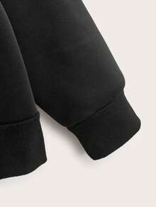 INAWLY Zipper-Front Hooded Fleece Sweatshirt,Long Sleeve Tops Graduation,Back To School Outfits,Graduation,Teacher Outfits For Women,Back To School Pullover Fall Outfit - Black - View 3