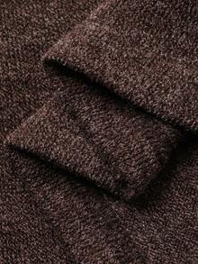 DAZY Camiseta de base elegante de manga larga, ajustada y con diseño retorcido y hueco, de unicolor, para mujer, otoño/invierno - Marrón - Ver 3