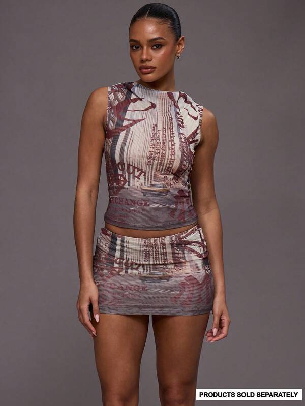 MUSERA Camiseta sin mangas ajustada con cuello en V y estampado gráfico, para salir de noche, otoño, invierno, regreso a clases, Navidad, elegante