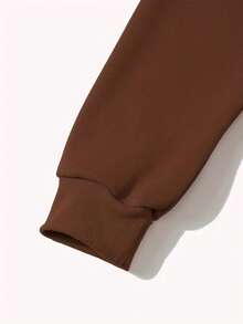 Sudadera casual holgada para mujer con capucha y manga larga, estampado de toro, ideal para otoño e invierno, reuniones y uso diario - Marrón - Ver 2