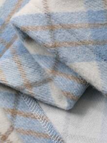 Livesso 女士格子长直筒裙，秋冬季休闲半身裙 - 藍色 - 查看 3