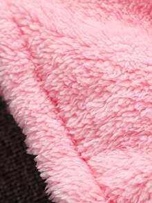 Tween Girl Plain Long Sleeve Lapel Fluffy Jacket - Pink - View 4