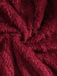 Sparklyn 1 件女童连帽拉链短款开衫夹克，针织纹理面料，秋季 - 酒紅色 - 查看 6