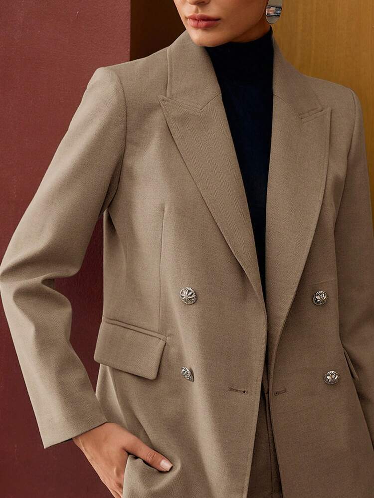 WOMEN'S HERRINGBONE DOUBLE-BREASTED BLAZER, AUTUMN/WINTER