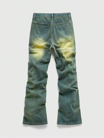 Street Life Jeans évasés décontracté de tous les jours pour hommes avec ornements de strass lavés