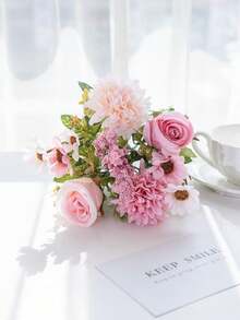 1支/3支/5支仿真牡丹花丝绣球花，秋季家居装饰配件，情人节花瓶，婚礼花束，花园玫瑰拱门，客厅装饰，新年装饰，装饰花盆，生日礼物，毕业季，返校季，学习用品 - 彩色 - 查看 5