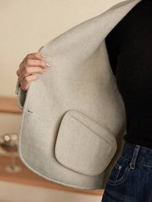 Dazy-Less Women's Loose Business Casual Commuter Elegant Short Thick Jacket, Regular Overcoat For Autumn & Winter