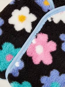 PETSIN 1pc Pet Cat Dog Universal Cute Flower Pattern Printed Double Sided Elastic Plush Comfortable Warm Open Button Dog Sleeveless Jacket - Multicolor - View 5