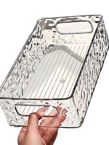 1 件透明豪华化妆品收纳盒，可堆叠收纳盒，用于化妆品、护肤品、口红、面膜桌面，亚克力塑料，适用于假日、海滩、浴室、卧室收藏，大容量 - 波紋透明 - 查看 10