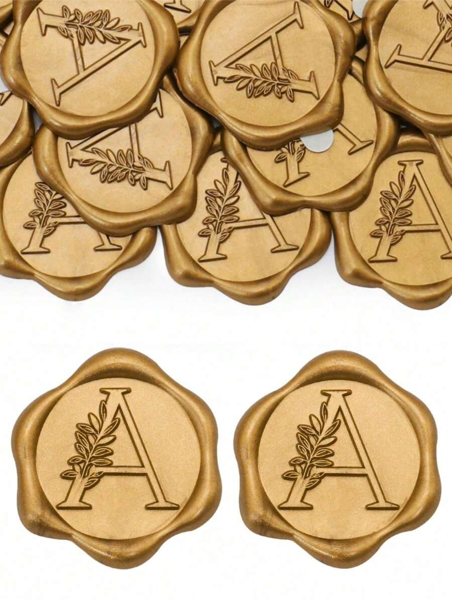 30/50 张字母蜡封贴纸，金色字母自粘蜡封贴纸，信封封口贴纸，自粘金色贴纸，适用于感恩节贺卡/礼品包装/婚礼订婚派对邀请函、生日派对、圣诞节等场合。 - 銅色 - 查看 1