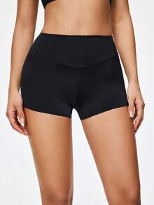 Shapelle Forme Pantalones cortos de elásticos de cintura cómodos y minimalistas para mujeres en color negro