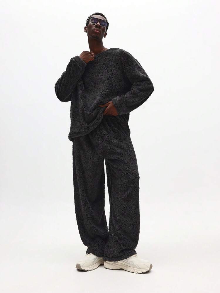 Sherpa Fleece Sweatshirt And Sweatpants Set