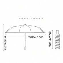1把手动折叠防紫外线伞，8片全天候伞面，防晒遮阳伞，纯色商务三折伞，黑色涂层防紫外线伞，防水伞，旅行伞，设计优雅，防水性能强，适合雨天使用，礼品伞，返校用品 - 彩色 - 查看 5