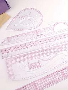 French Curve Metric Ruler Set Sewing Measure Dressmaking TailorDrawing Template Craft Tool French Metric Ruler Curve Ruler SewingRuler Dressmaking Tailor Tool Sewing Tools Tailor Ruler Multifunction Mother Day Gift,Mother's Day Gifts Women - Multicolor - View 3
