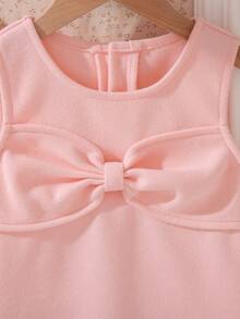 Souflis 4-7 Years Old Girls Autumn/Winter Vintage Sweet Pink Suit + Beret Hat, Reversible Soft & Skin-Friendly, Oversized Collar Cape + Front Bow A-Line Dress Retro & Cute, Beret Hat Adds Elegance, Suitable For Birthday Party, Holiday Event, Daily Wear, Transforms Your Little Girl Into An Elegant Lady - Pink - View 7