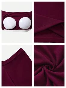 Nuvra Women's Regular Burgundy Camisole Long Sleeve T-Shirt - Burgundy - View 12