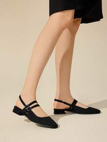 CUCCOO BASICS Women's Fashionable Versatile Commuting Minimalist Open-Back Flats For Christmas - Black - View 7