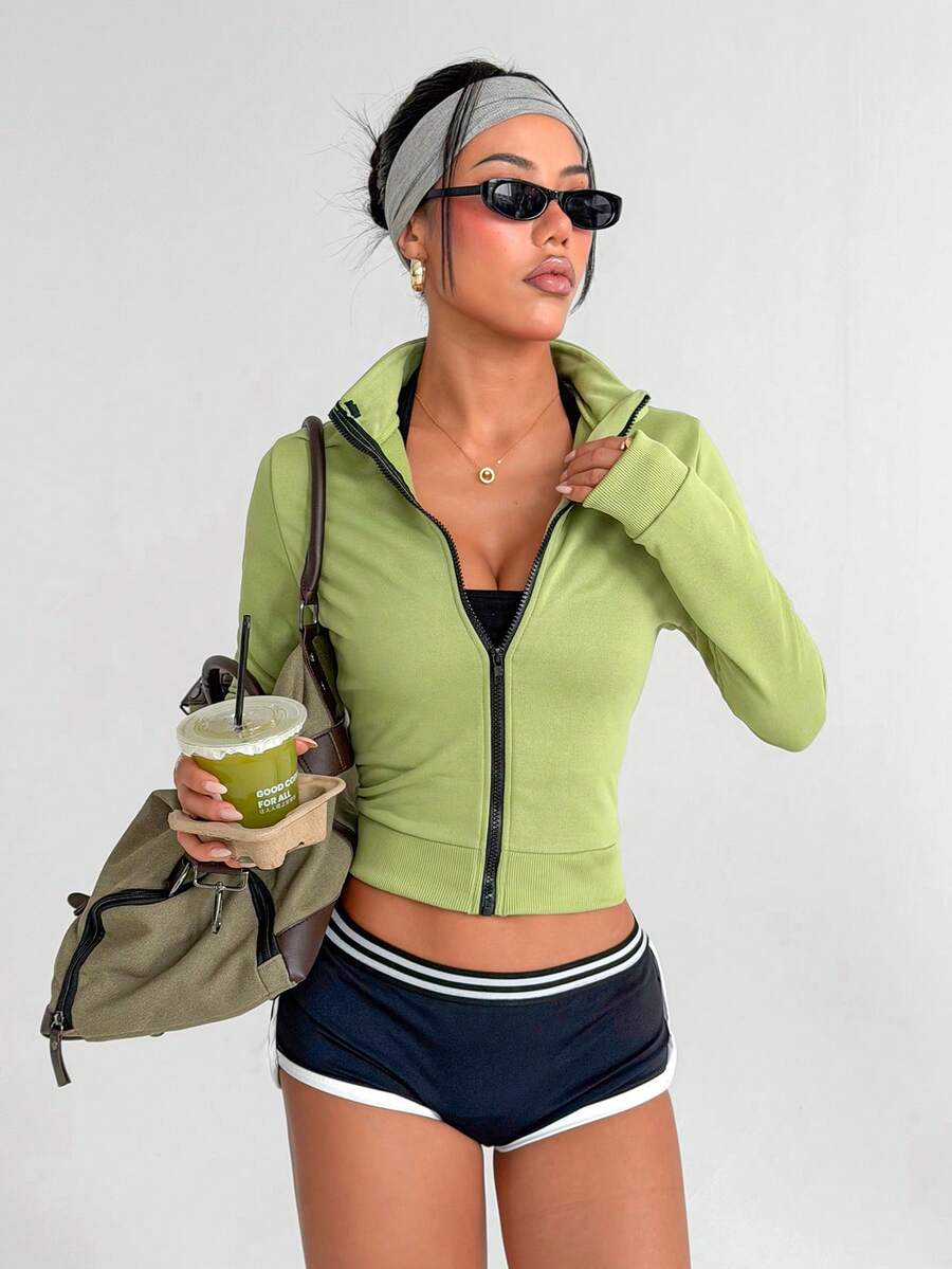 Dewbera Women's Casual Sports Yoga Fitness Zip-Up Jacket