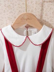 Souflis Souflis French Retro White Long Sleeve Peter Pan Collar Blouse Paired With Suspender Skirt, Suitable For School, Outing, Party, Holiday, Baby Girl Outfit - Multicolor - View 7