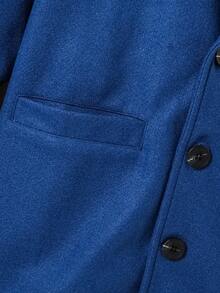 Tween Boys' Solid Color Minimalist Button-Up Long Sleeve Hooded Coat - Navy Blue - View 3