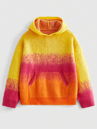 Men's Autumn/Winter Fashion Gradient Jacquard Loose Hoodie Sweater