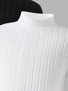 Vacaura 2pcs/Set Teenage Boys/Boy Ribbed Knit Long Sleeve Turtleneck Tops, Versatile Autumn/Winter New Arrivals