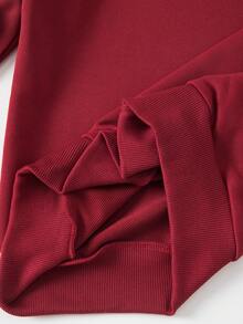 Sparklyn 1件少女宽松圆领长袖卫衣，宽松版型，袖口饰有可拆卸蝴蝶结，秋季休闲套头衫