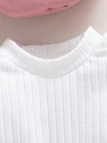 SHEIN 3件套幼儿女孩优雅甜美毛绒裙、贝雷帽，秋冬 - 粉色 - 查看 5