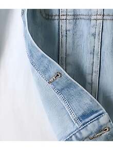 SHEIN 复古水洗少女休闲宽松百搭牛仔夹克和外套，可爱贴袋设计，百搭日常穿着