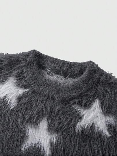 Street Life Men's Casual Crew Neck American Flag Jacquard Long Sleeve Sweater, Autumn/Winter