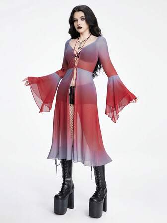 Gotischer Adams Gothic Batik-Design Damen Mesh Cardigan, Weihnachten