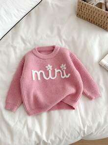 SHEIN Genkimix Kids Cute 3D Floral Embroidered Pink Crew Neck Pullover Sweater For Baby Girls Baby Girl Sweater Name Sweater Baby Mimi Baby Clothes Toddler Sweater Baby Solid Color Knitted Sweater Baby Clothes Fall Sweater Knit Baby Girl Clothes Baby Girl Winter Sweaters Baby Knitted Sweater Baby Knitwear Baby Clothes Girl Fall Sweater Baby Girl Jumper Baby Knitwear Baby Sweater Baby Autumn Winter Baby Girl Jumper Baby Girl Sweaters Baby Clothes Girl Fall Sweater Baby Long Sleeve Top Baby Clothes Black Baby Tops Toddler Tops Baby Clothes Girl Fall Sweater Baby Jumper - Dusty Pink - View 1