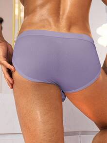 WENEZON 紫色纯色针织男士三角内裤，性感款式 - 紫色 - 查看 4