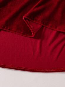 Girls Red Embroidered Bubble Dress With Waist Pearls,Sweet & Elegant Satin Party Dress,Suitable For Autumn Birthday Gatherings,Comfortable Fabric - Red - View 7