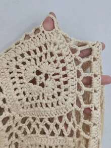 Swim Vcay 1 件女式流蘇鉤針遮蓋裙音樂節 - 杏色 - 查看 6