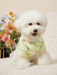 PETSIN 1 件宠物猫狗通用可爱绿色牛油果图案印花毛绒保暖弹性舒适狗狗圆领 - 彩色 - 查看 5