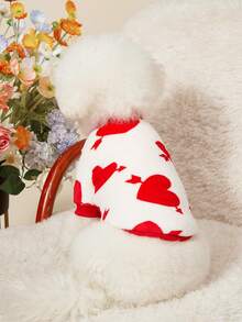 PETSIN 1 pieza Mascota Gato Perro Universal Lindo Patrón de Amor Moda Impreso Felpa Cálida Elástica Cómoda Perro Cuello Redondo - Multicolor - Ver 6