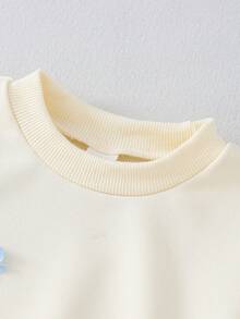 2 Stücke/Set Mädchen Minimalistischer blauer, weißer, rosa einfarbiger gerippter Langarm Sweatshirt und Hose Set - Verschiedenfarbig - Übersicht 4