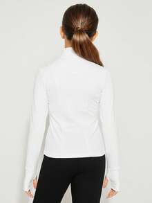 Radiana Chaqueta deportiva de manga larga, ceñida y de unicolor informal para niñas preadolescentes - Blanco - Ver 2