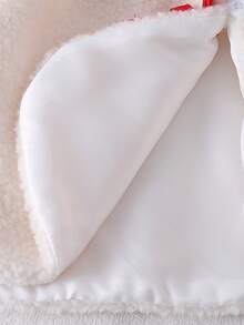 SHEIN Playful Pals 婴幼儿女童杏色蝴蝶结针织中式领长袖上衣，红色百褶裙，搭配贝雷帽，优雅淑女风四件套，适合所有季节 - 紅色 - 查看 7