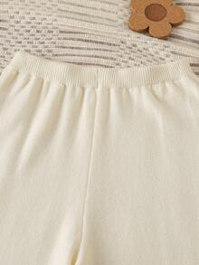 Teenage New French Retro Soft Cherry Knit Sweater Paired With Straight Leg Pants, Suitable For Home, Outing, Gathering, Back To School Women 2 Pieces Pants Suits Cherry Outfit Women Cherry Clothes 2 Pieces Sets Woman Teen Girls Pants Suit Pants Suit Women Women 2 Pieces Outfits - White - View 6