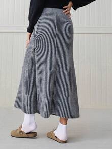 SHEIN LilyWest Women's Pleated Elastic Waist Skirt - Grey - View 2