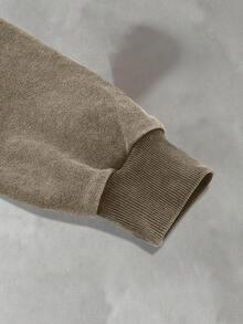 PAVTROS 男士纯色连帽休闲长袖运动衫 - 咖啡棕 - 查看 4