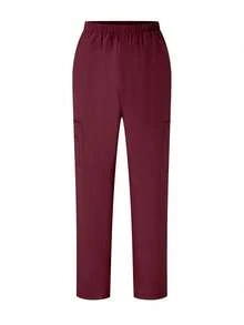 TaskEZ Scrubs Set: V-Neck Short Sleeve Top & Pants Scrub Uniform For Healthcare Workers - Burgundy - View 5