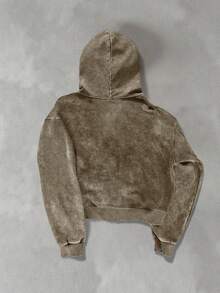 PAVTROS 男士纯色连帽休闲长袖运动衫 - 咖啡棕 - 查看 2