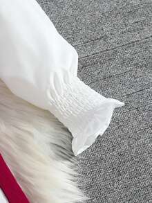 女士度假休闲优雅纹理针织背心搭配长袖翻领衬衫连衣裙两件套，适合日常穿着 - 酒紅色 - 查看 4