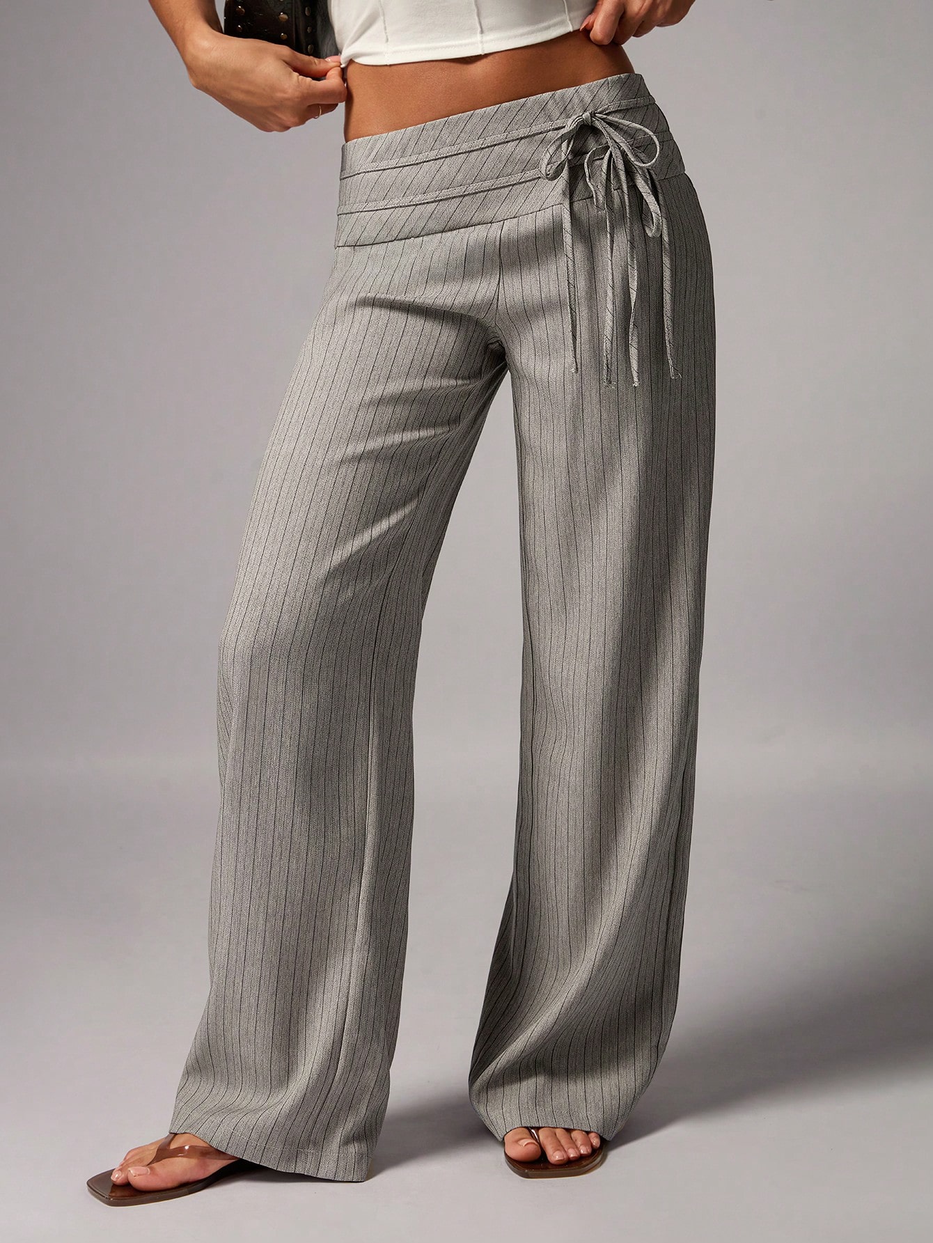 Striped low waist maxi pants