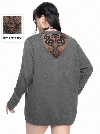 Goth كارديجان رقيق مطبوع بنقشة الأفعى والزهور للنساء ذوات الحجم الكبير