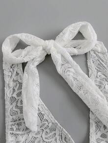 Bonvoyette Women's Paisley Lace Texture Fabric Casual Loose Backless Dress/Cover-Up, Suitable For Beach, Resort, Summer & Autumn/Winter White Halter Neck Dress White Mermaid Dress White Lace Backless Dress Rehersal Dinner Dress White White Elegant Evening Gown White Backless Dress White Elegant Dresses - White - View 6